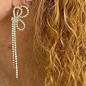 Borrowed and Blue Rhinestone Bow and Ribbon Dangle Earrings by Southern Living